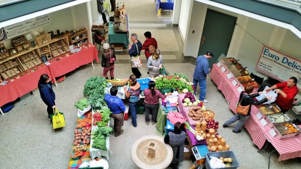 Small section of the Spa City Farmers' Market, indoors at the Lincoln Baths building, during the November - April period.  Every Sunday.