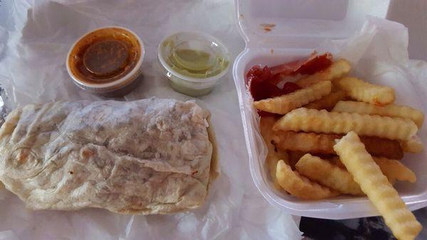 Asada burrito and fries.