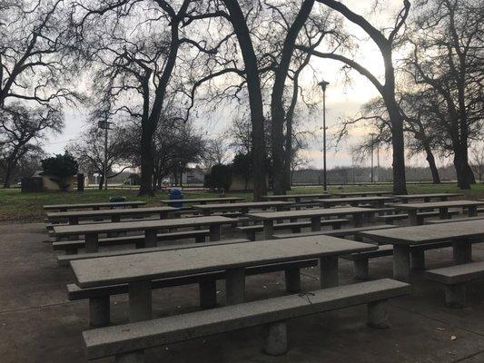 Picnic area and baseball fields in the distance