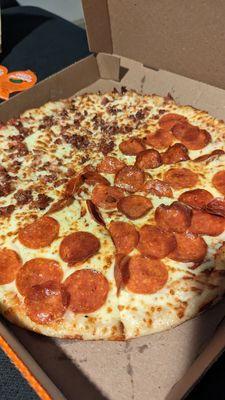 Half pepperoni and half bacon cheese sticks