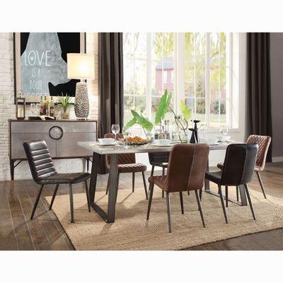 CASUAL DINING ROOM SET TOP GRAIN LEATHER CHAIRS