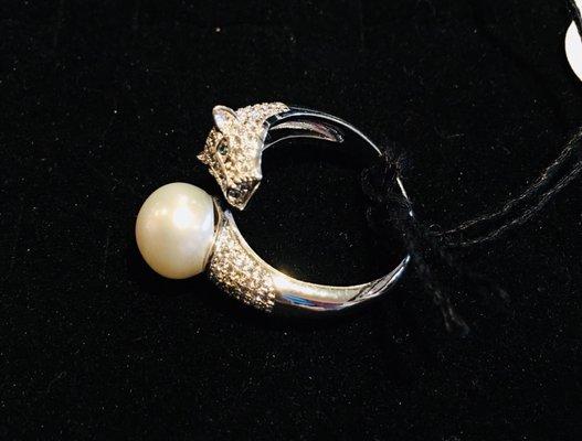 .925 sterling silver & freshwater pearl ring