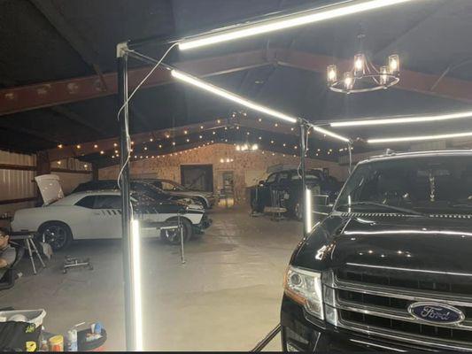 Our special lights that magnify hail damage on vehicles.