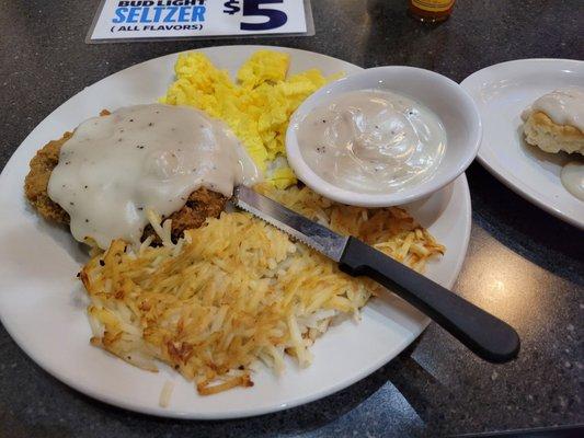 Chicken Fried Steak, Eggs, Hashbrowns, extra gravy...Mmmmmm mmmm good!