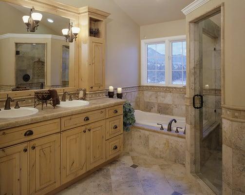 Rustic bath vanity and countertops