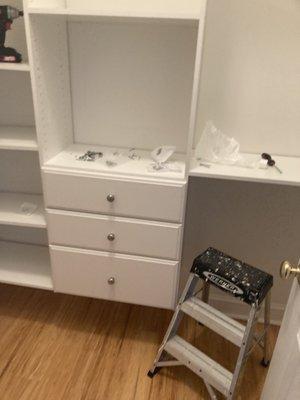 Closet organizer install