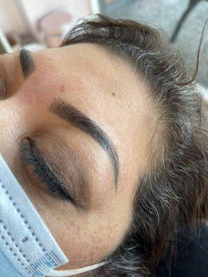 Brow wax by Deb only for this client who has powdered brows which are a form of permanent make up.