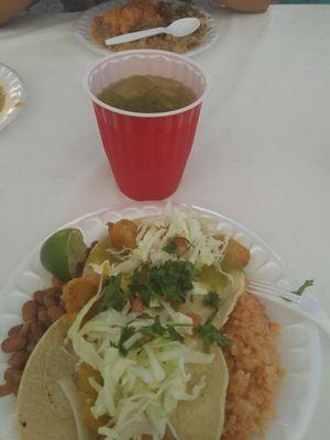 Food for all after service today.mmm fish tacos