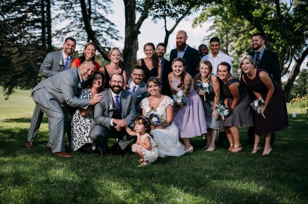 Wedding group shot of friends and family