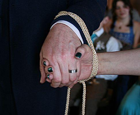 Handfasting ceremony was part of their wedding ceremony.