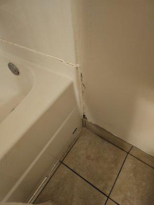 Mold next to the bathtub