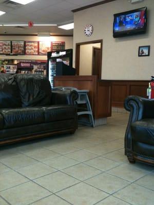 View from their comfy leather seating area