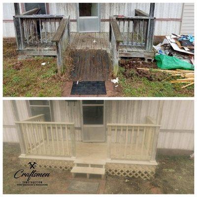 Laurens SC:   Before and after pics of a deck rebuilding project .