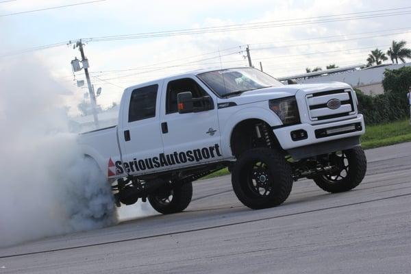 Another company vehicle is this 2014 Ford F250 that has one of the loudest audio systems in the country and a killer suspension.