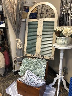 Entry way interior so farm girl chic. And yes the shutters for sale $59.99.