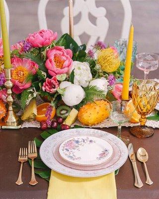 Mix of Dishes, glasses and candlesticks