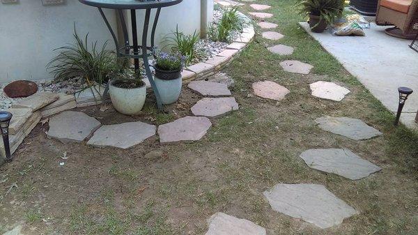 pool boarder & stone walkway installation