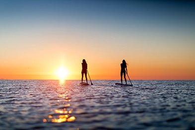 Paddling rented paddleboards in the Florida Keys - Florida Bay, Marathon Key