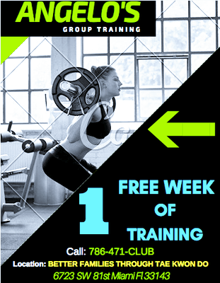 1 FREE WEEK of Personal Training! Visit us at Better Families Through Tae Kwon Do