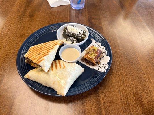 Chicken Saj Sandwich, Dolma, Baklava