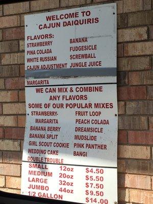 Drive through menu