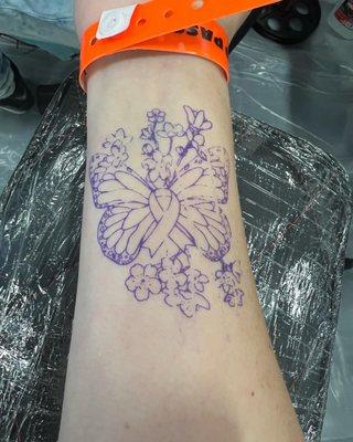 My tattoo before I started the ink.