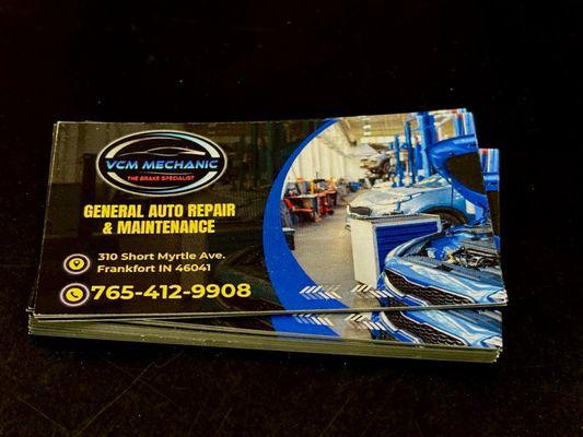 VCM Mechanic 
General Auto Repair
front business card