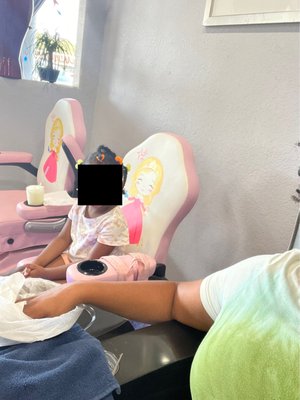 Cute kids pedicure area