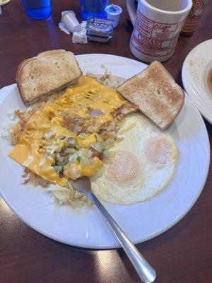 Steak and eggs; the amazing potatoes