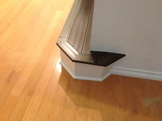 Nick installed this rounded step with regular stair-nosing.  Look at those cuts!