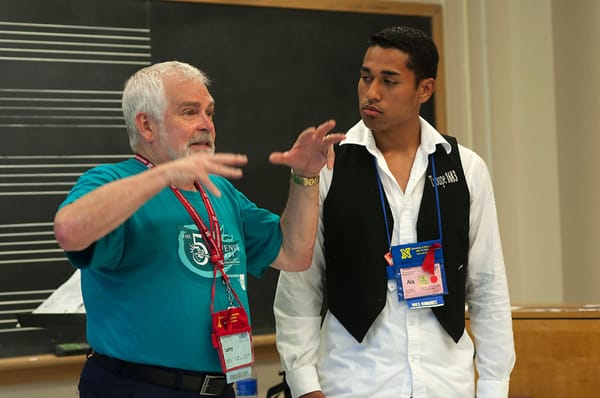 Larry doing singing workshop at Thespian Festival.