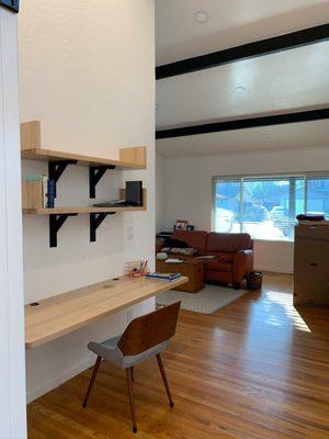 Desk and shelves