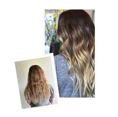 Balayage and moisturizing treatment