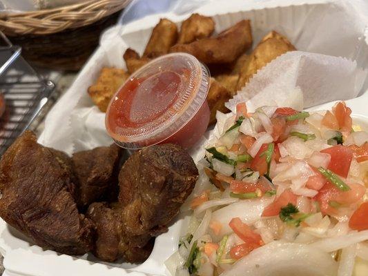 Chicharones and yucca