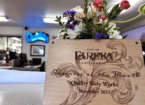 Quality was honored to be recognized by the City of Eureka Economic Development Commission as the November 2023 Business of the Month!