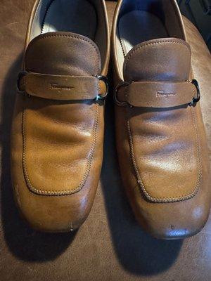 Horrible shoe shine, actually damaged them