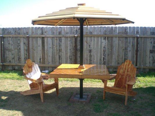 Custom table and umbrella