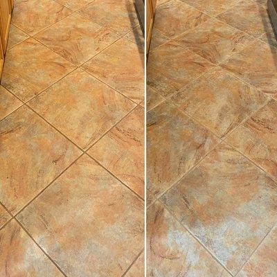 Tile and grout cleaning before and after