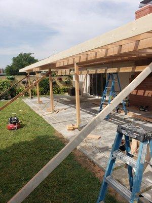 Custom built wood patio