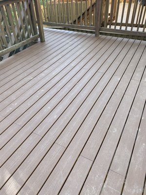 Deck surface after trex decking was installed.