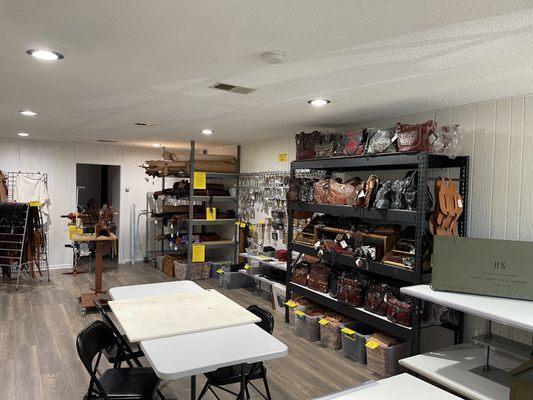 View of American Leatherworks from checkout counter.