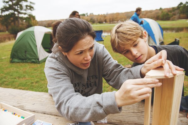 Families have opportunities to work together at Adventure Base Camp!