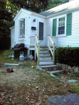 Railing replacement, concrete footing under steps