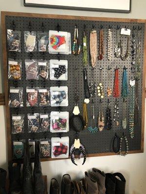 Our ever-rotating selection of masks and fun necklaces