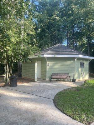 Restrooms near parking lot at beginning of trail