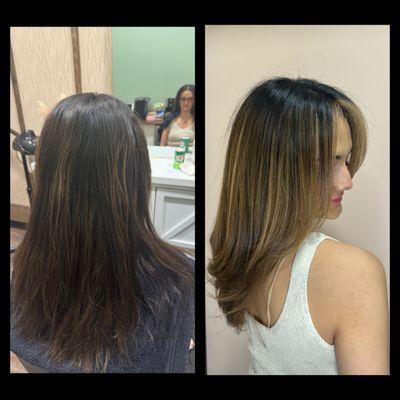 Before & After Full Brunette Balayage