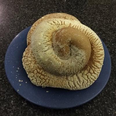 ? Caracol (snail shaped bread filled with cream cheese).  Keeps me coming back for more