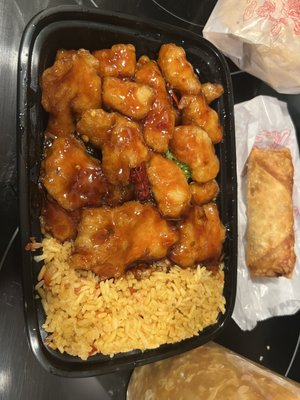 Orange chicken combo with pork fried rice