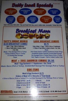 Breakfast menu