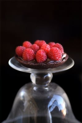 chocolate and fresh raspberry truffle tartlet